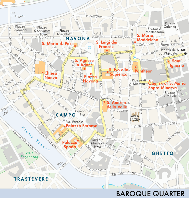 Map of Piazza Navona, Campo de' Fiori, and the Jewish Ghetto | Piazza ...