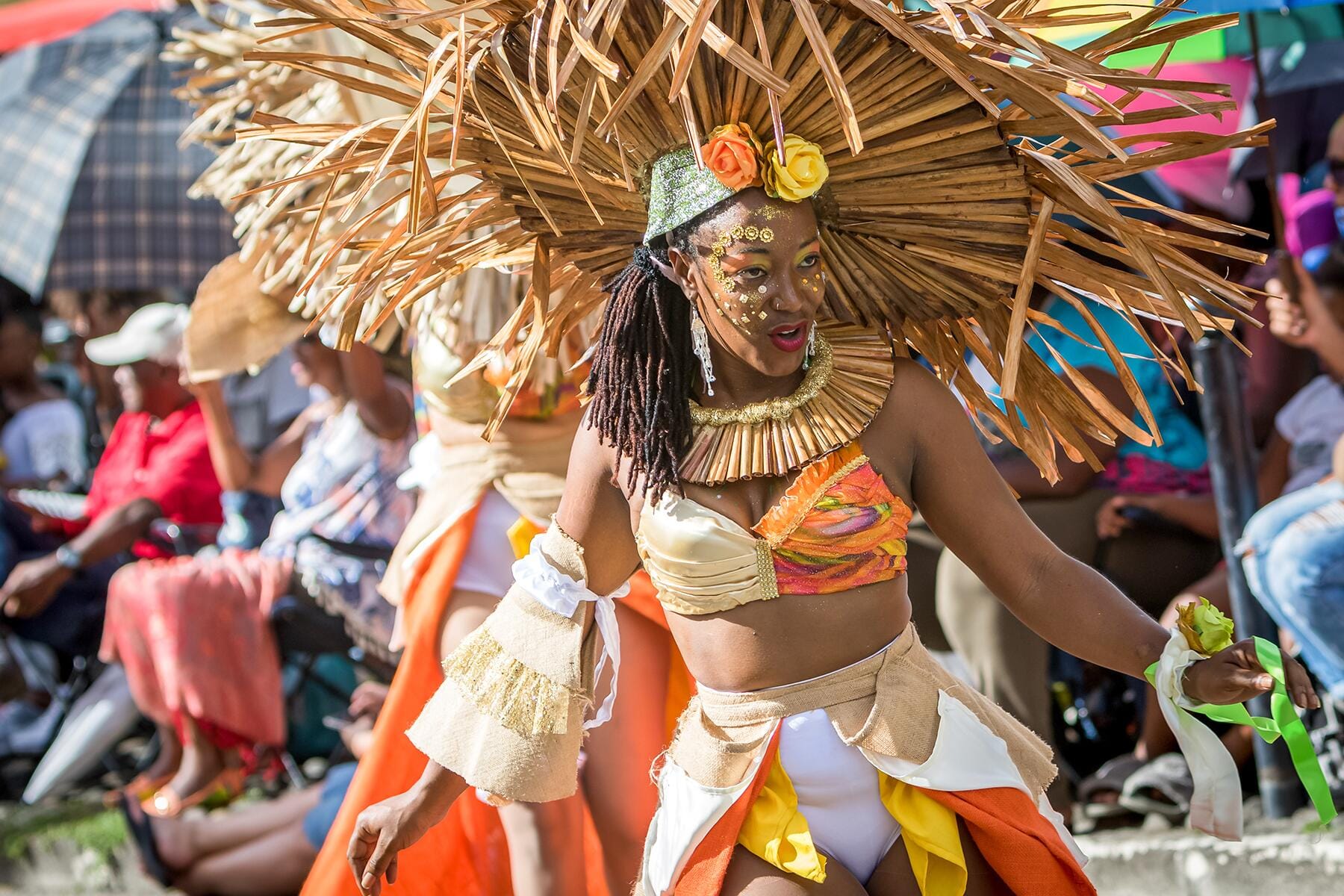 South American Carnival dancers in amazing outfits