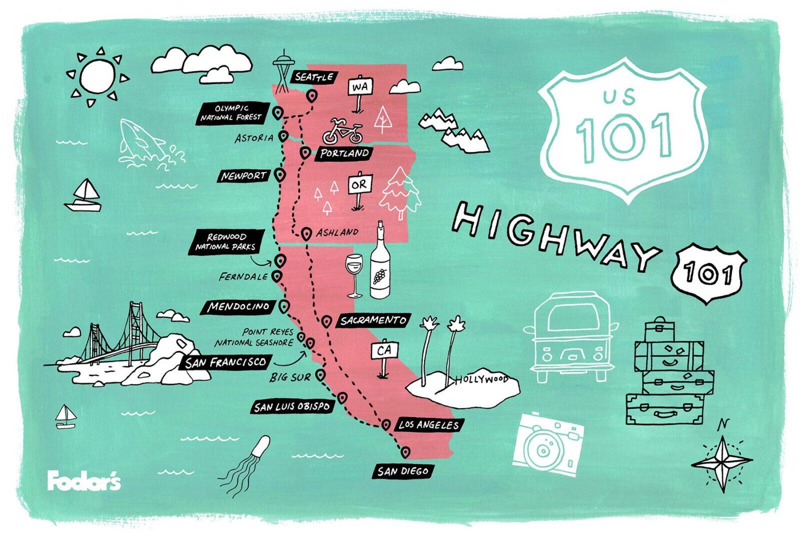 highway 101 road trip map