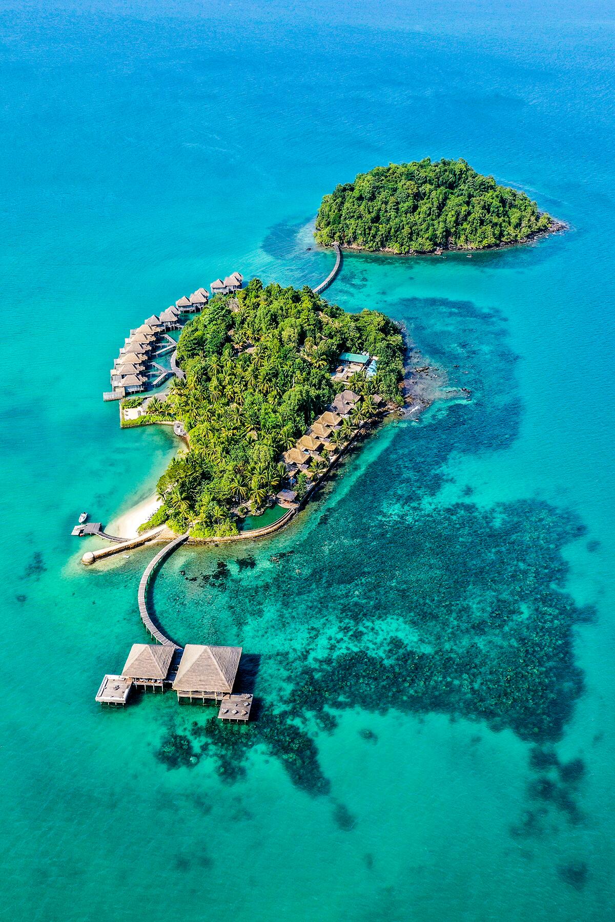 1-OverwaterBungalows-SongSaa-Aerial island 1