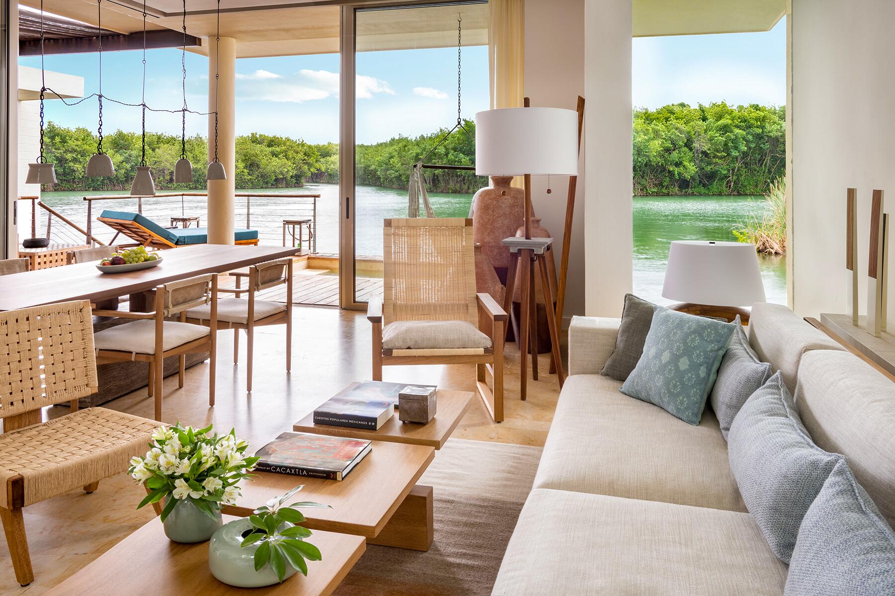 5-OverwaterBungalows-Rosewwod-Deluxe Overwater Lagoon Suite_Living Area & Terrace View