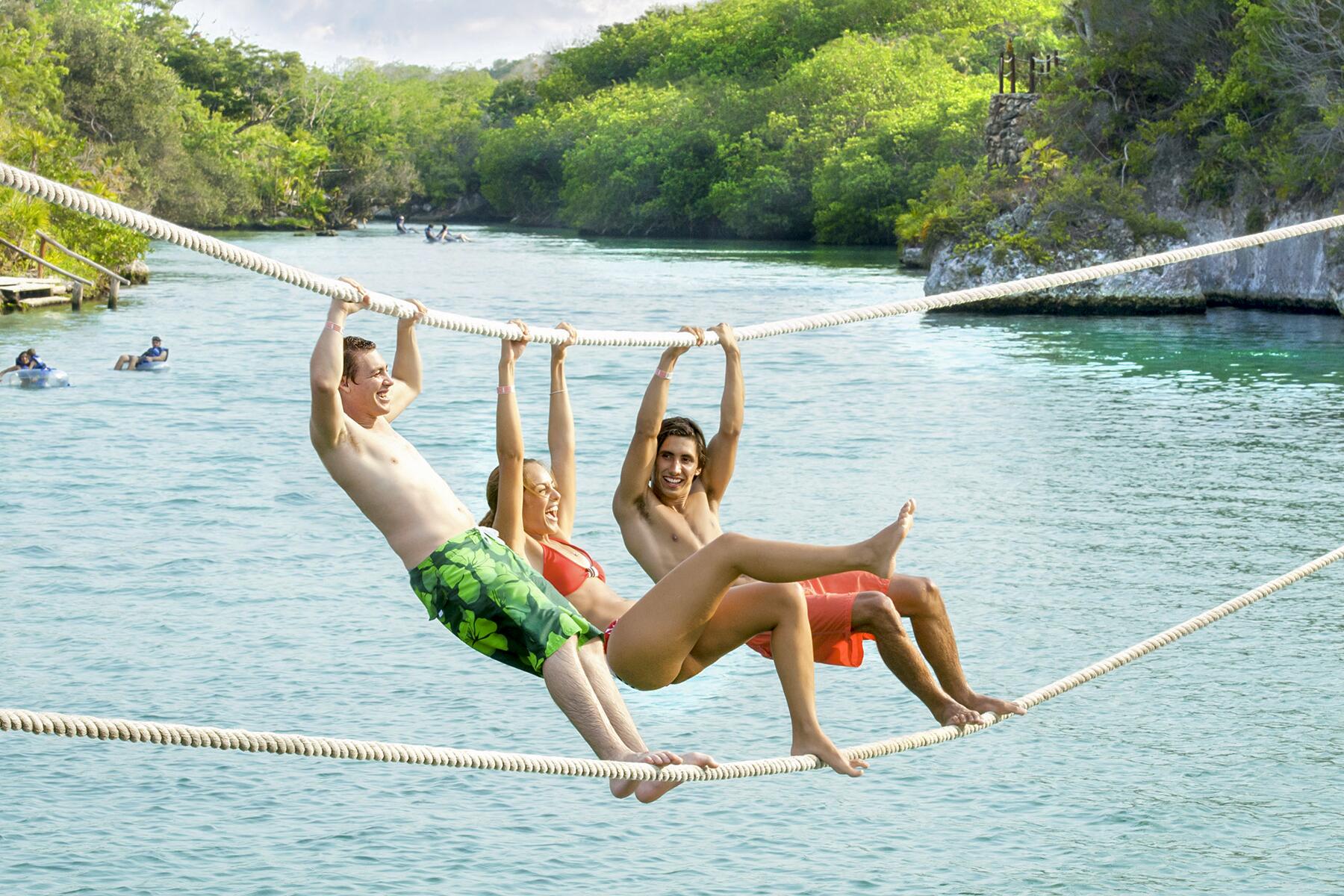 The Trepachanga challenges you to balance between two ropes over water_courtesy Grupo Xcaret