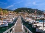 PUERTO DE SOLLER, MALLORCA - APRIL 17: traditional llaut boats moored in port of old town of Soller on April 17, 2013, Balearic Island, Spain.