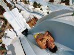 TAKING THE PLUNGE: Swimmers head almost straight down Summit Plummet at 55 mph at Disney&#x2019;s Blizzard Beach water park.