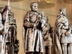 Statues of the Polish kings in the souvenir's shop in Krakow, Poland